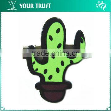 Green Brown Black Cactus Rhodium Safety Clothing Custom Metal Badge Pin