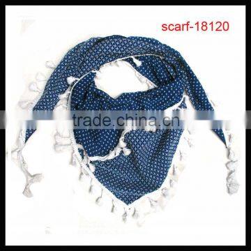 best sell lady cotton triangle dark blue scarf wholesale