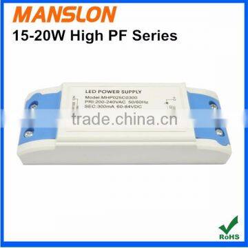 High PF 15W 18W 20W constant current 240mA 300mA LED driver emergency power supply switching