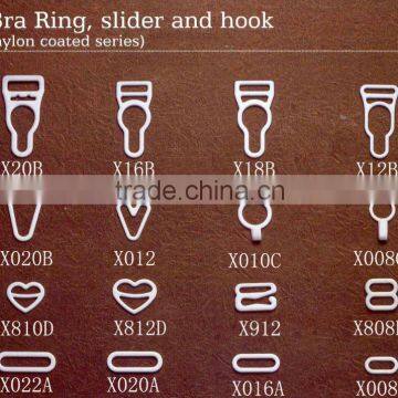 Nylon coated bra clipper,slider hook and ring