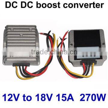 Manufactory DC DC power transformer 12V (8V-15V) to dc 18V 15A step up converter