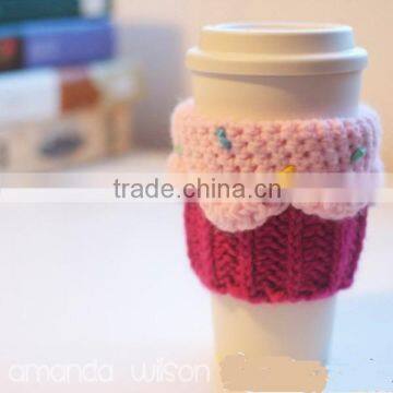 Wholesale handmade crochet coffee cup Sleeve,crochet coffee mug cozies