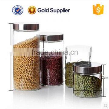 2016 high quality cylinder glass storage jar with screw cap