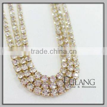 Feilang customized complex multi-row rhinestone crystal cup chain