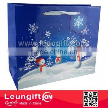 Christmas Paper Gift Bag silvery color satin Ribbon and tag