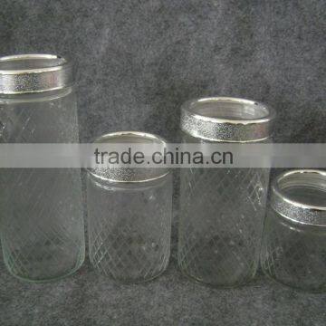 4pcs Set Glass Storage Mason Jar With Silver Lid
