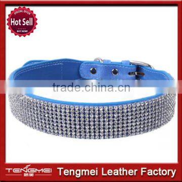 Wholesale leather rhinestone dog collar from pet product supplier