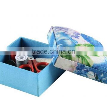 well organized sewing kit in handicraft box