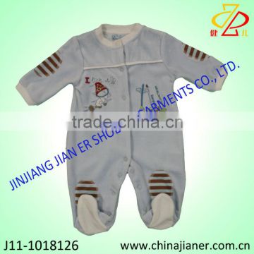 2014 new style cotton fabric wholesale baby jumpsuit with feet