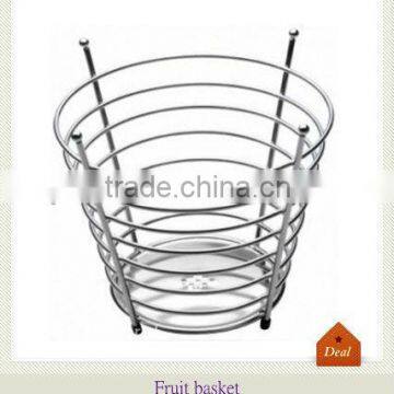 Wrought iron wire tall round fruit basket