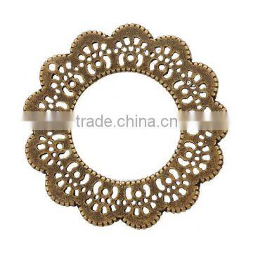 36mm Antique Bronze Round Flower Side Jewelry Findings