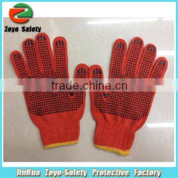 PVC Dotted Red Work glove, Safety cotton Gloves