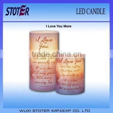 cheap led candle with I love you design printed/customized design