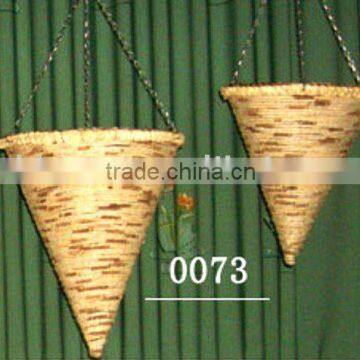 Two Pieces Cone Rattan Hanging Basket