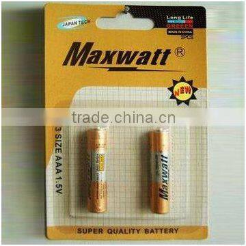 R03 SIZE AAA UM-4 DRY CELL BATTERY 2PCS/CARD