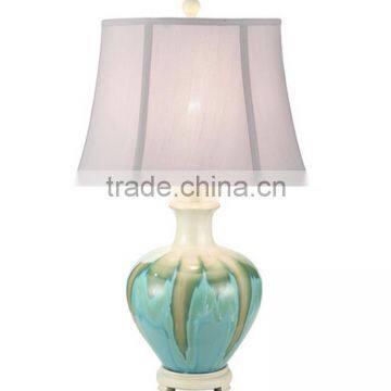Creek Classics Cream and Blue Metallic Drip Glaze Ceramic Table Lamp