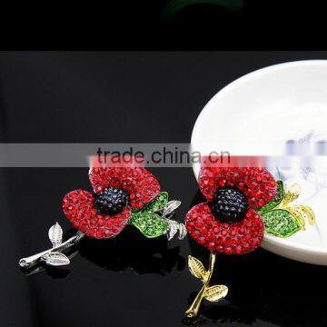 2015 New Rhinestone Crystal Poppy Flower Brooch photo-2
