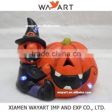 Hot Sale High quality Resin Witch Pumpkin with Led light Halloween Decoration