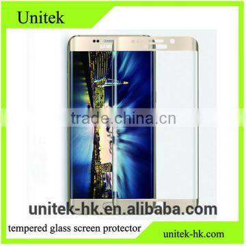 full cover orginal color gold tempered glass screen protector for s6 edge 3d samsung galaxy curved with 9 hardness