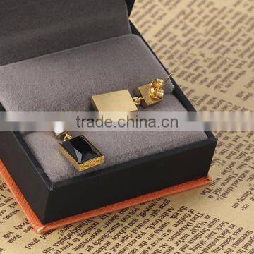 New Arrival Top Wholesale Gold Black Big Stone Rectangle Elegant Design Earrings photo-5