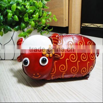 High quality genuine leathter coin purse sheep face animal leather coin purse, coin case