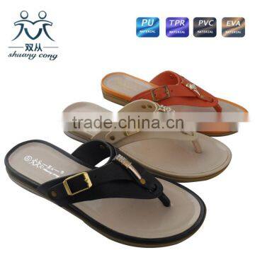 2016 Latest Design TPR Thick Sole Flip Flop With Buckle