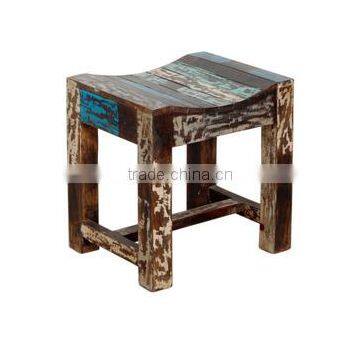 Rustic wood Stool , Antique look wood stool