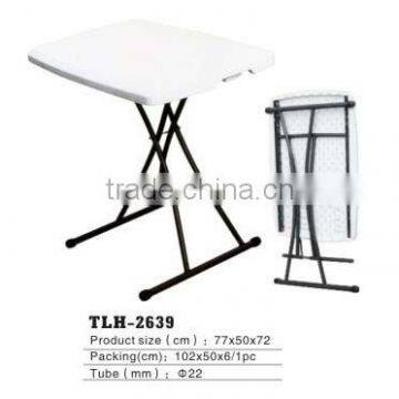 Blow molded folding outdoor plastic table