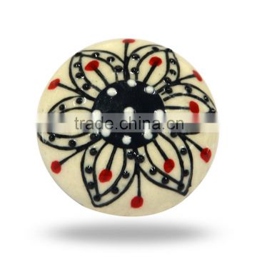 Ceramic Embossing Black Flower Knob