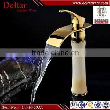 golden water mixer for bathroom, white marble Waterfall Bathroom Basin Mixer/faucet