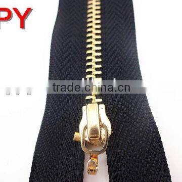 Top Quality Light Gold Auto lock Slider 3 Metal Zipper