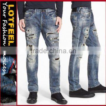 Biker Jeans Blue Denim jeans pantalon (LOTK048)