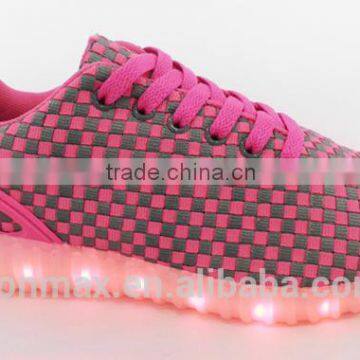 Textile Knitting Upper Light Up LED Coloful Casual Sport Shoes for Wholesale