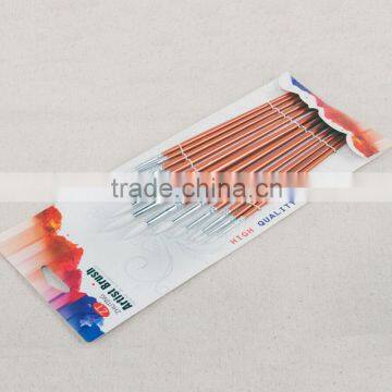 Wholesale 12pcs per Set Short Red Wood Handle White Nylon Hair Round Acrylic Artist Paint Brush Pen Set for Art Painting