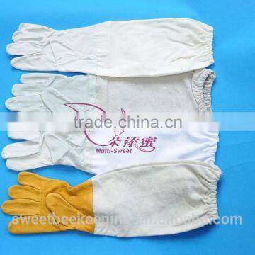 white yellow color beekeeping goatskin gloves