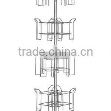 4 Tier Rotating Metal Spinner Display Rack with Wire Sign Holder