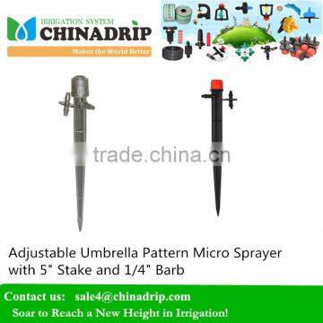 Adjustable Umbrella Pattern Micro Sprayer with 5" Stake and 1/4" Barb