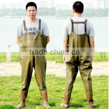 different color is available cheap pvc chest high fishing waders being used as waterproof working wear