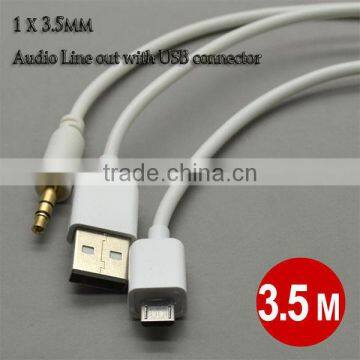 2014 hot usb audio cable adapter 3.5mm micro usb adapter charger for samsung s3 s4 aux car audio line