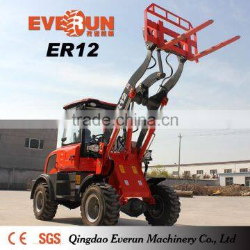 Qingdao Everun New ER12 Small front Loader with Pallet Forks