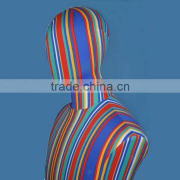 Articulated Male Dress Form With Half-Leg -- Striped Linen Mannequin photo-2