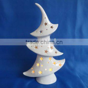 Porcelain lighted white Christmas tree