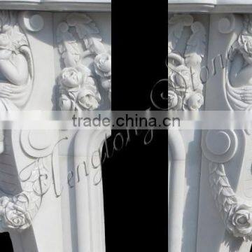 White Marble Fireplace Surround With Angel Statue photo-3