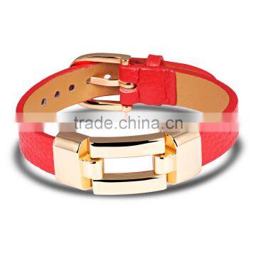 Leather Charm Bracelets For Women Man Personality Black/Red Color Stainless Steel Women Men Jewelry Bracelet Gift photo-3