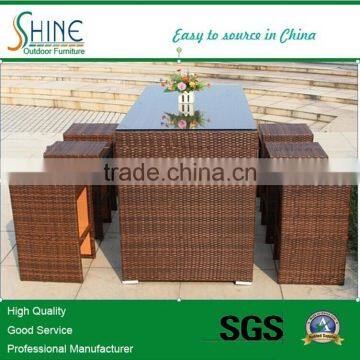 Outdoor Furniture Rattan High Bar Chair And Table Set For Garden Furniture SH-27