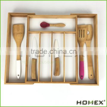 Bamboo kitchen cutlery tray/ inserts for kitchen drawers Homex-BSCI