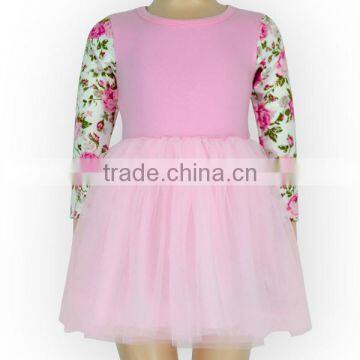 Kids Boutique Pink Floral Long Sleeve Tutu Skirt Plain Top Dance Tutu Dress 1 Year photo-3