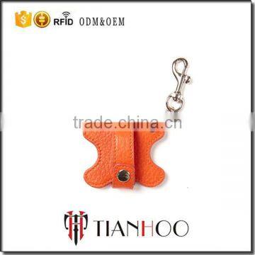 TIANHOO Genuine Leather Key Chain Holder/Wrap Winder for Earphone