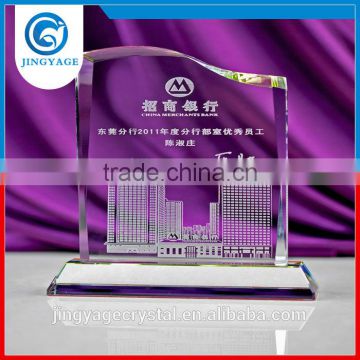 Jingyage 3d lasered excellent employee trophy crystal outstanding employee trophy award plaque souvenirs