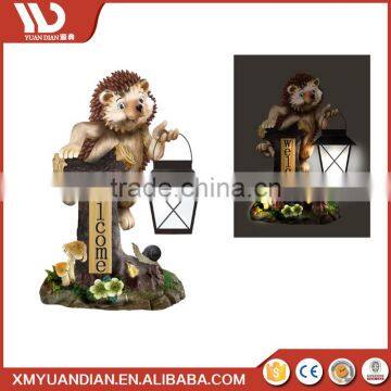 China Supplier Art Work Hedgehog Resin Craft Led Solar Lighting System Decoration photo-3